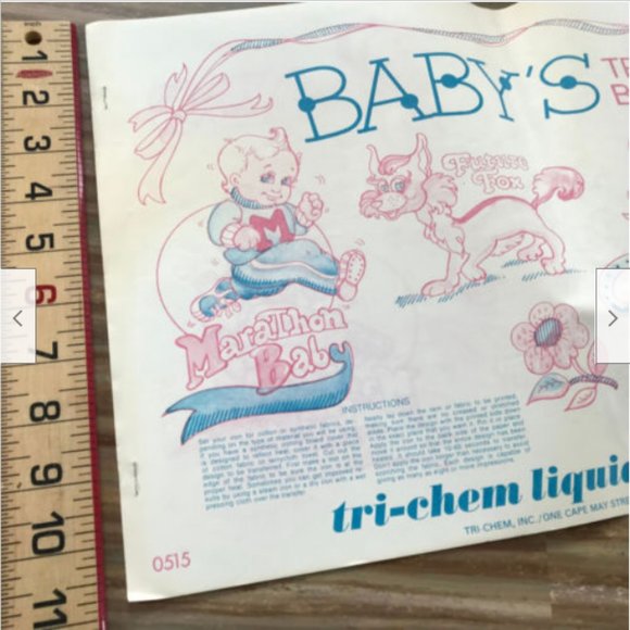 Vtg Baby's Transfer Book Tri-Chem Liquid Embroidery Iron-On Patterns #0515 - Picture 2 of 3